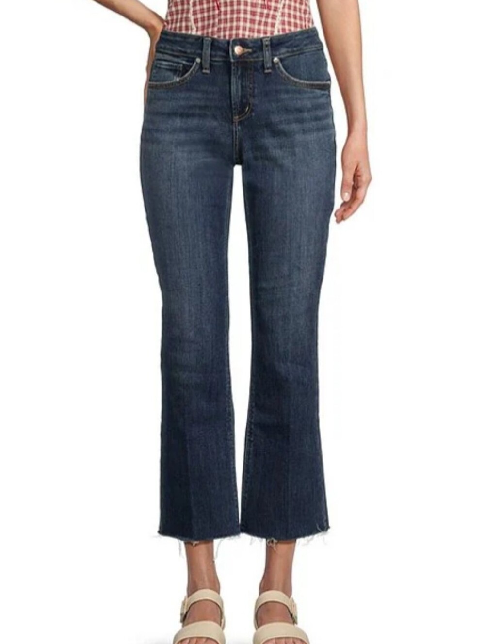 Silver Jeans Co. Women's Dark Blue Cropped Suki Kick Flare Jeans Size 32